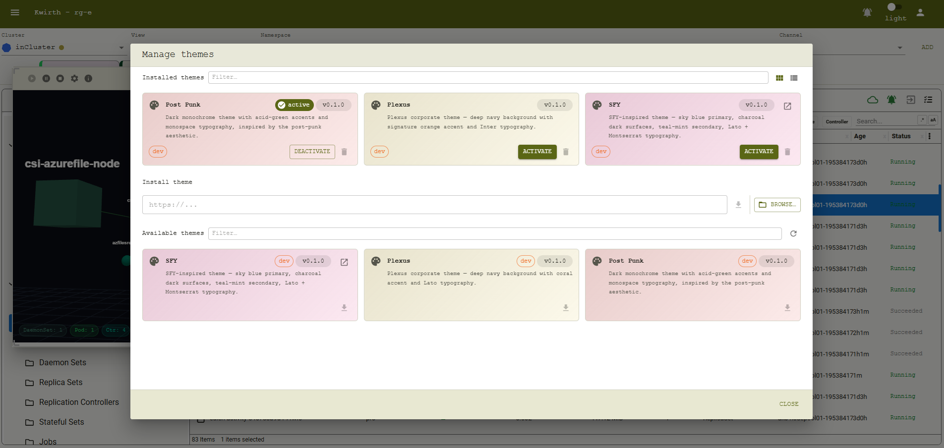 Switching themes live in the ThemeManager